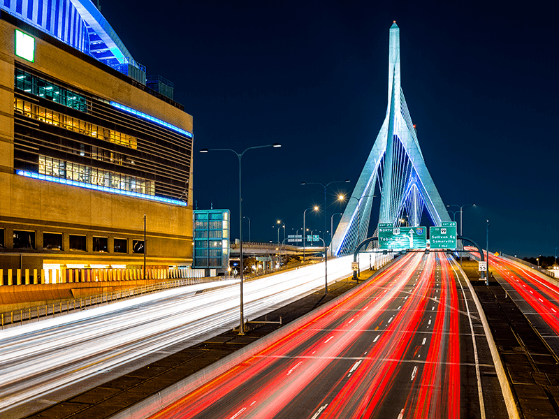 City bridge at night.